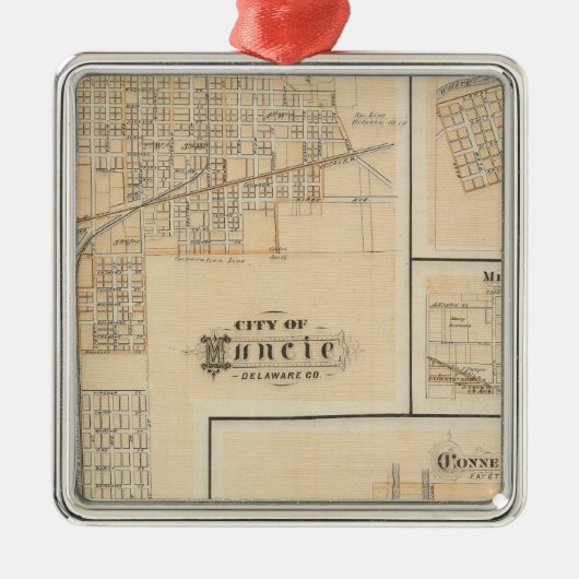 Muncie、Yorktownのデラウェア州Co市 メタルオーナメント (正面)
