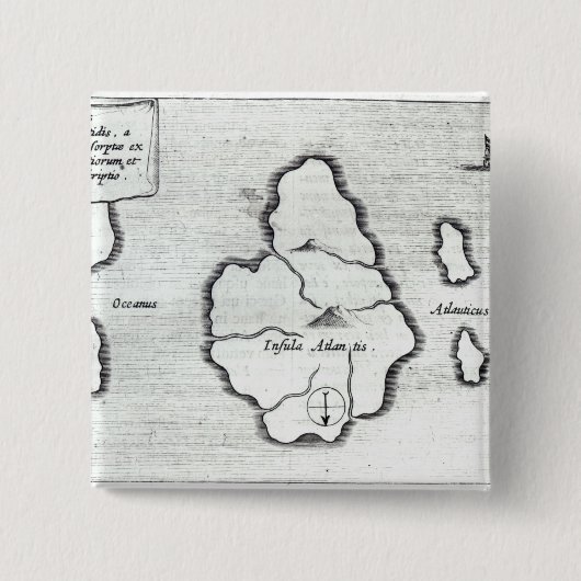 「Mundus Subterraneusからのアトランティスの地図、 缶バッジ (正面)
