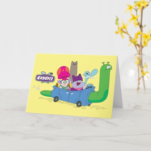 Mung, Chowder, Shnitzel, & Truffles in Snail Car カード (黄色い花)