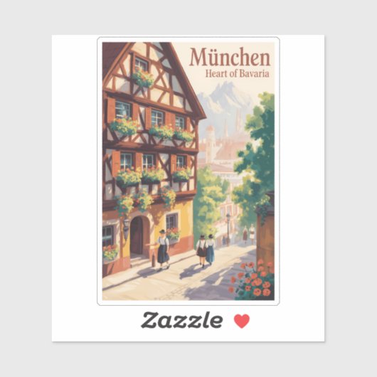Munich Germany Bavaria Illustration Travel Art シール (シート)