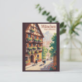 Munich Germany Bavaria Illustration Travel Art ポストカード (スタンド正面)