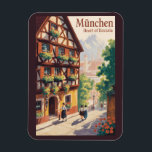 Munich Germany Bavaria Illustration Travel Art マグネット<br><div class="desc">Munich retro vector travel design. From Marienplatz to Oktoberfest,  it’s a must-visit destination full of German heritage and vibrant urban life.</div>