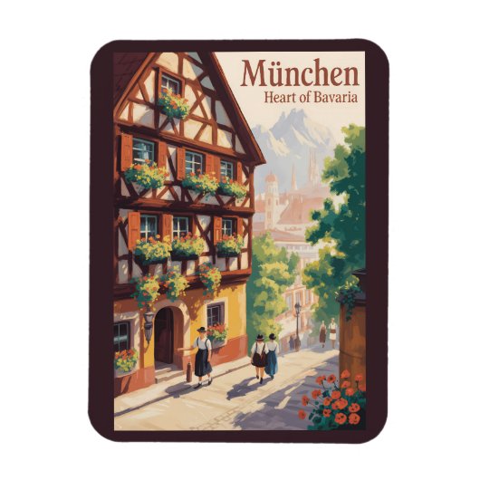 Munich Germany Bavaria Illustration Travel Art マグネット (縦)