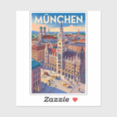 Munich Germany Illustration Travel Art Vintage シール (シート)
