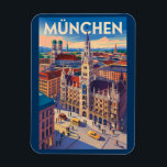 Munich Germany Illustration Travel Art Vintage マグネット<br><div class="desc">Munich retro vector travel design. From Marienplatz to Oktoberfest,  it’s a must-visit destination full of German heritage and vibrant urban life.</div>