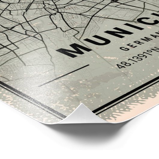 Munich germany map print poster canvas フォトプリント            (角)