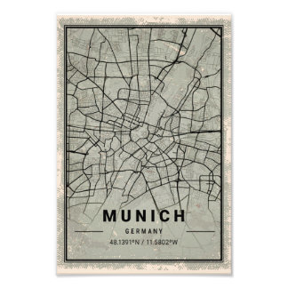 Munich germany map print poster canvas フォトプリント           