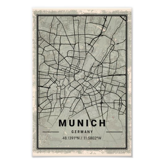 Munich germany map print poster canvas フォトプリント            (正面)