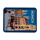 Munich Germany Marienplatz Travel Art Vintage マグネット (横)