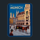 Munich Germany Marienplatz Travel Art Vintage マグネット<br><div class="desc">Munich retro vector travel design. From Marienplatz to Oktoberfest,  it’s a must-visit destination full of German heritage and vibrant urban life.</div>