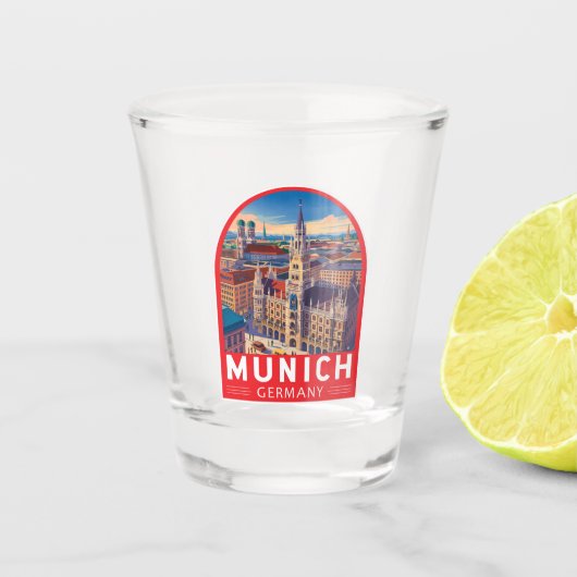 Munich Germany Travel Art Emblem ショットグラス (正面)