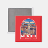 Munich Germany Travel Art Emblem マグネット (正面/裏面)