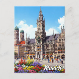 Munich Marienplatz Germany Flowers ポストカード