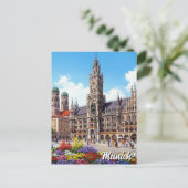Munich Marienplatz Germany Flowers ポストカード (スタンド正面)