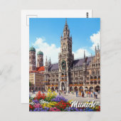 Munich Marienplatz Germany Flowers ポストカード (正面/裏面)