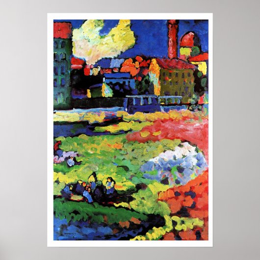 Munich-Schwabing with church St. Ursula ポスター (正面)