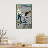 Munich Skiing in Germany Vintage Ski Poster ポスター (キッチン)