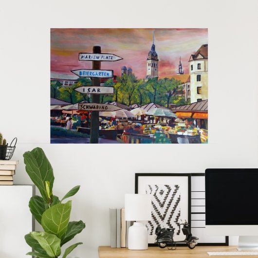 Munich Viktualienmarkt ポスター (ホームオフィス)
