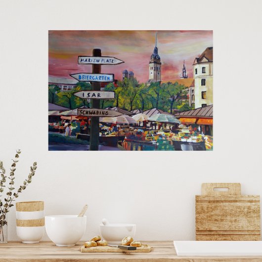 Munich Viktualienmarkt ポスター (キッチン)