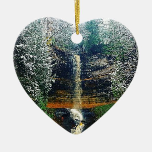 Munisingは上部半島ミシガン州下ります セラミックオーナメント (正面)