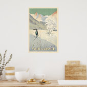 Munster Valley Alsace France Vintage Ski Poster ポスター (キッチン)