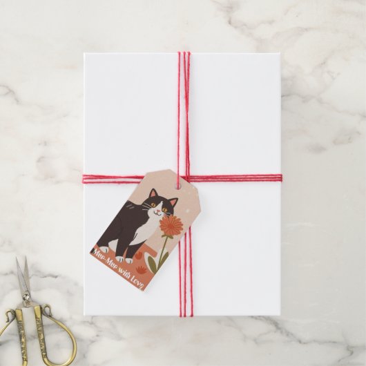 Mur-Mur with Love Custom Cute Happy Cat ギフトタグ (より糸付き)