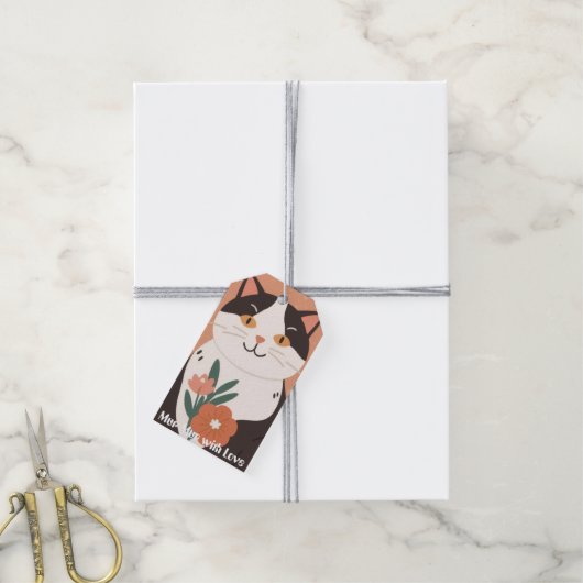 Mur-Mur with Love Custom Cute Happy Cat ギフトタグ (より糸付き)