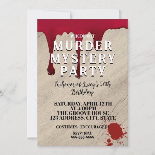 Murder Mystery Dinner Invitation – Bloody Whodunit 招待状 (正面)