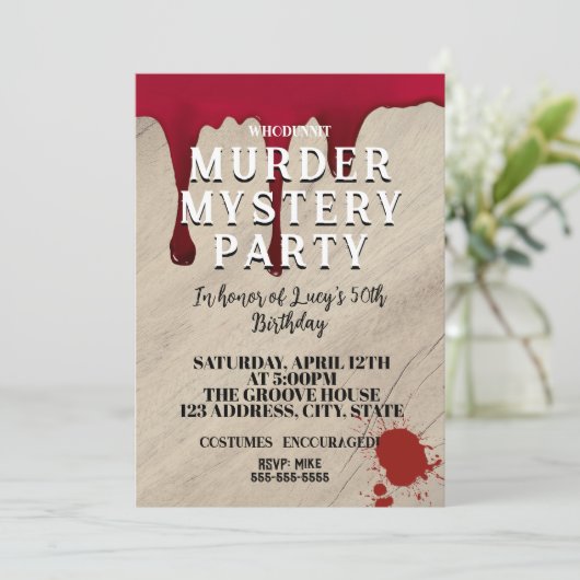 Murder Mystery Dinner Invitation – Bloody Whodunit 招待状 (スタンド正面)