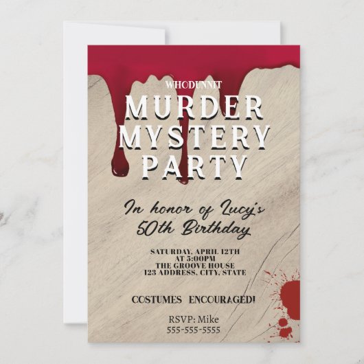 Murder Mystery Dinner Invitation – Bloody Whodunit 招待状 (正面)