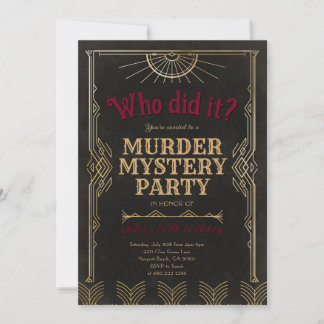 Murder Mystery Game Birthday Party Invitation 招待状