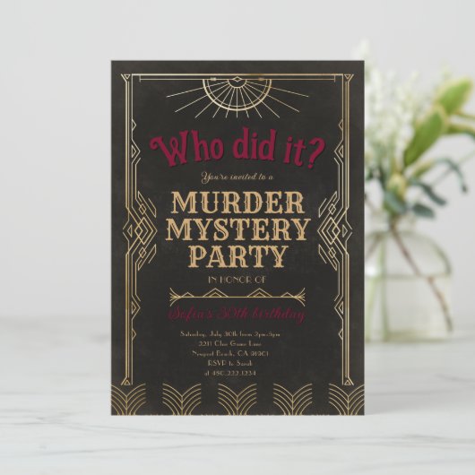 Murder Mystery Game Birthday Party Invitation 招待状 (スタンド正面)