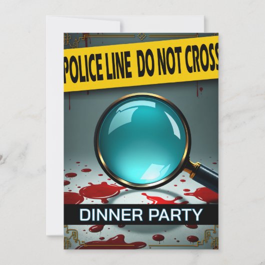 Murder mystery magnifying glass DIY dinner 招待状 (正面)