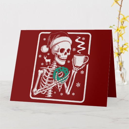 Murder Shows Friends Horror Tee Skeleton Christmas カード (黄色い花)
