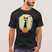 Murderous Black Cat With bloody Knife Halloween Co Tシャツ (正面)