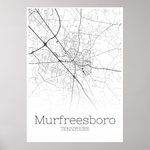 Murfreesboroの地図-テネシー州-都市地図ポスター ポスター