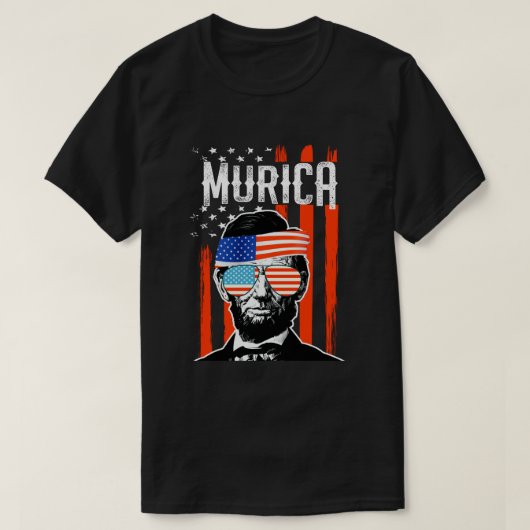 Murica 7月のパーティーアメリカのおもしろいなAbeリンカーン第4 Tシャツ (デザイン正面)