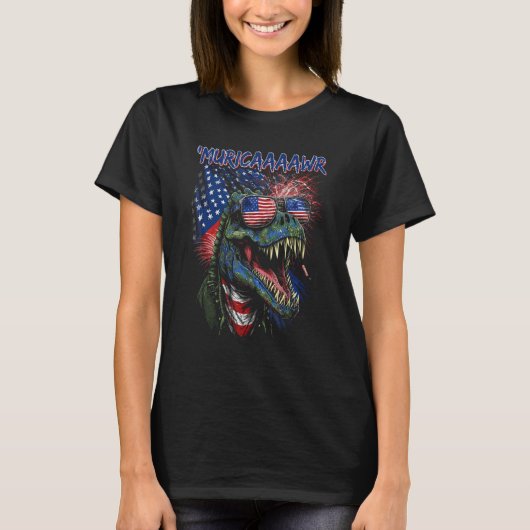 Murica Patriotic Dinosaur Rex 4th of July Boy 4 Tシャツ (正面)