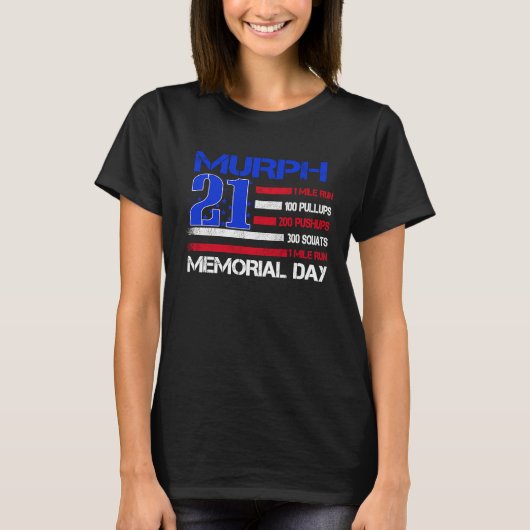 Murph 2021 Memorial Day Workout Patriotic WOD Tシャツ (正面)