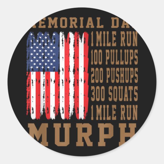 Murph challenge memorial day workout american Murp ラウンドシール (正面)