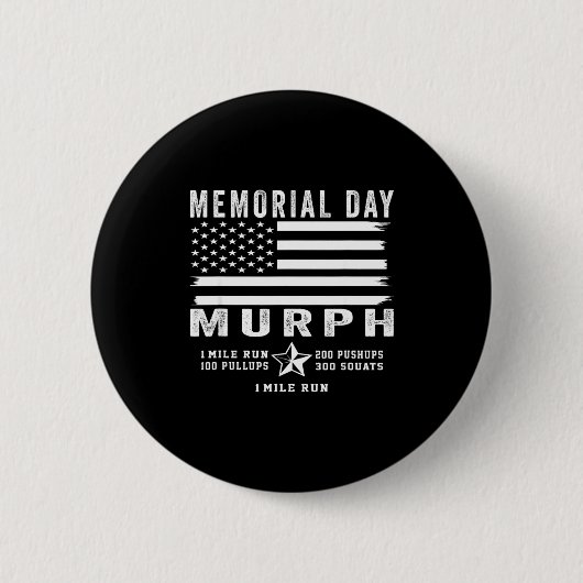Murph challenge memorial day workout gym us flag M 缶バッジ (正面)
