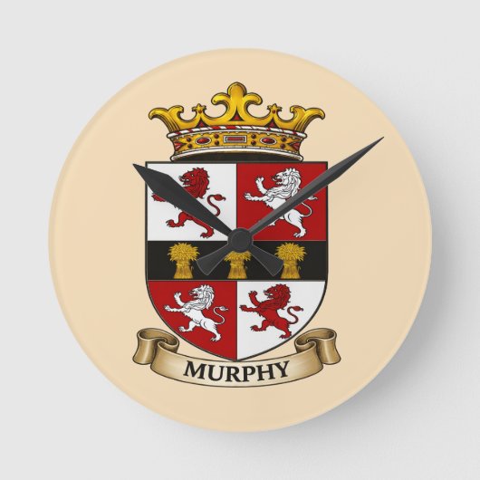 Murphy Family Coat of Arms Round Clock ラウンド壁時計 (正面)