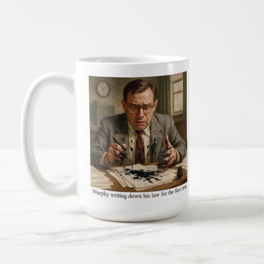 Murphy writing down his law for the first time. コーヒーマグカップ (左)