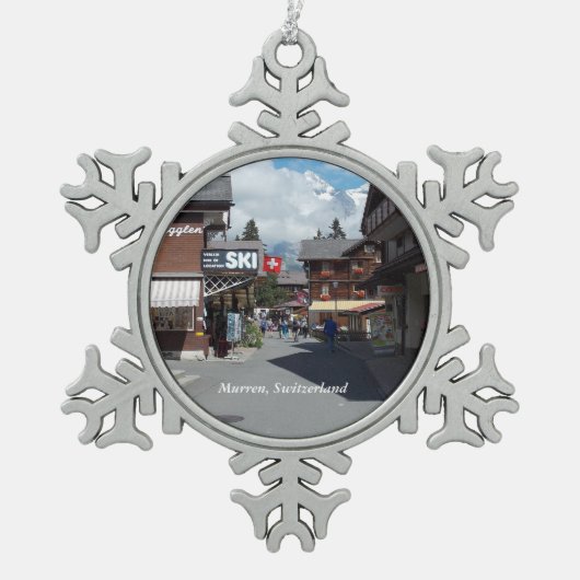 Murrenのスイス連邦共和国の雪片のオーナメント1 スノーフレークピューターオーナメント (正面)