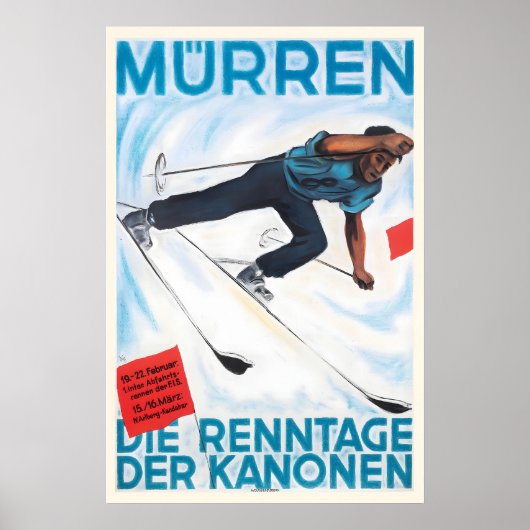 Mürren Switzerland Racing Days Vintage Ski Poster ポスター (正面)