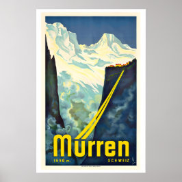 Mürren Switzerland Vintage Ski Poster ポスター