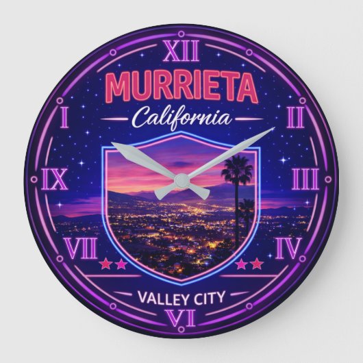 Murrieta California Valley Sunset ラージ壁時計 (正面)