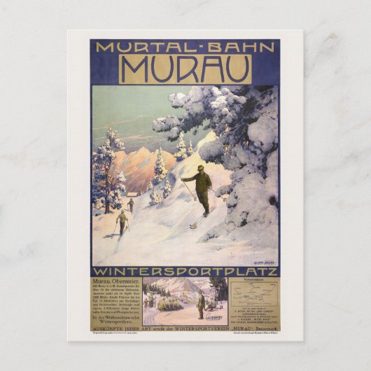 Murtalbahn Murau Austria Vintage Poster 1907 ポストカード (正面)