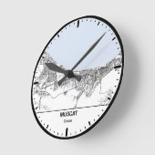 Muscat Clock City Line Art ラウンド壁時計 (傾斜)