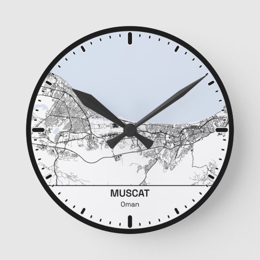Muscat Clock City Line Art ラウンド壁時計 (正面)